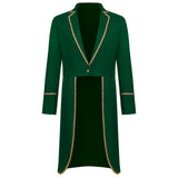 New Men's Gold Border Halloween Tailcoat Medieval Retro Medium Length Punk Tailcoat Cosplay Costume Fashion Trench Coat Jacket