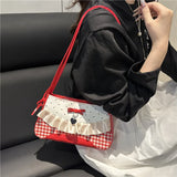 Pbong  Fashionable Sweet Butterfly Knot Crossbody Bag Urban Minimalist Style PU Material Small Square Bag Women's Handbag Commuting