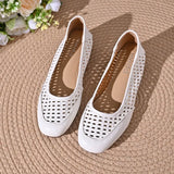 New Fashion Women's Summer Design Temperament Hollow High Heel Shoes Leather Square Head Shallow Mouth Shoes Zapatos Mujer