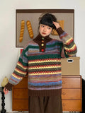 Vintage Print Harajuku Sweaters Women Loose Casual Knitted Pullover Lazy Wind Retro Female Preppy Style Long Sleeve Jumper Tops