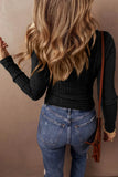 Pbong  New Autumn Winter Solid Color Knitted Tops Women's Round Neck Long Sleeved Button T-Shirt Fashion Pullover Lady Clothes