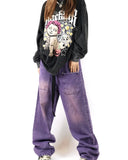 Y2k Purple Colored Baggy Jeans Women Wide leg Oversize Cargo Pants Harajuku Korean Fashion Streetwear Trousers Japanese 2000s