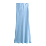 Autumn Winter Burgundy Satin Skirt Women Party Silk Skirt High Waist Straight Long Faldas Mujer Christmas Skirt