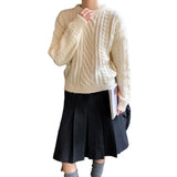 Pbong  Winter Thickened Loose round Neck Pullover Sweater Women's Soft Cozy Pure Color Knitwear Comfortable Lazy Style Streetwear