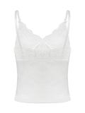 White Lace Frill V Neck Camisole Women Elegant Slim Spaghetti Straps Tops Y2K Aesthetic Sleeveless Tank Top Coquette