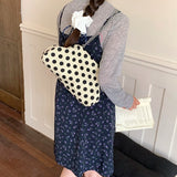 Women Polka Dot Soft Fabric Cloud Shoulder Bag Chain Crossbody Bags New Trend Casual Daily Fashion Handbags and Purses