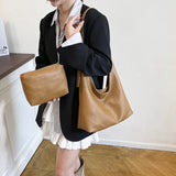 Korean Style Tote Bag Women's Underarm Large Capacity Single Shoulder Bag for Commuting And Class Street Trend PU Medium Size...