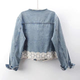 Women's Denim Jacket 2025 Spring Autumn Korean Version High-grade Lady Outerwear Round Neck Long-sleeve Ladies Short Cowboy Coat
