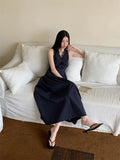 Lace Pathwork Sleeveless Long Modest Dress Summer 2025 Party Evening Dress 2025 V Neck Tunics A Line Midi Dress Clothes