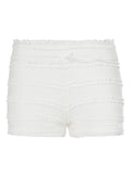 Pbong  Holiday Style Lace Patchwork Ruffle Texture Fabric Shorts Women's Causal Chic Slimming All Match Micro Bottoms White Homewear