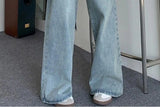 Elastic Waist High Waist Wide Leg Jeans for Women Loose Straight Blue Long Denim Pants Female Fashion Streetwear Jeans