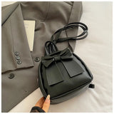 Pbong  Cute Simple Butterfly Knot Small Backpack Versatile Fashionable Stylish Summer Street Trend PU Material Bucket Bag
