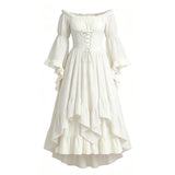 Medieval Halloween Cosplay Dress European Renaissance Gothic Court Puff Sleeve Dress Corset Waist Carnival Outfit Adult Female