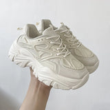 Pbong  New Women Fashion Platform Sport Shoes Women Spring Autumn Black Casual Chunky Sneakers Women Mesh Platform Shoes