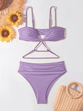 Bikini Women High Waist Swimsuit Solid Vintage Swimwear Female Bathers Bathing Swimming Suit Summer Beachwear