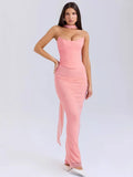 Sexy Two Pieces Sets For Women Strapless Off-shoulder Sleeveless Tops And Elegant High Waist Long Skirt Two Pieces Sets