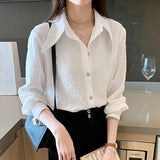 Pbong  Long Sleeve Shirts Womens Plaid Cotton Oversized Button Down Turn Down Collar Preppy Style Sweet Casual Wear Breathable Tartan