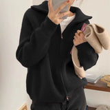 Rib Knit Zip Up Cardigan for Women Zipper Front Raglan Long Sleeve Sweater Jacket Coat Comfy Knitwear Fall Winter Vintage Outfit