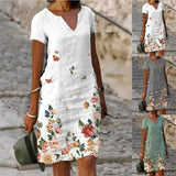 Summer Elegant Women Dress Oversize Printed V-neck Dresses Female Spring Trendy Beach Fashion Casual Loose Clothes Ladies