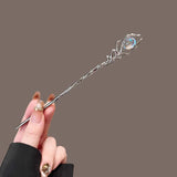 Vintage Moonstone Butterfly Hair Sticks for Women Fashion Metal Hanfu Hairpin Disk Hair Chopsticks Hair Accessories