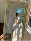 Slash Neck Long Sleeve T-shirt And Long Skirt Suit 2pcs Hollow Out Knit Vacation Women Sets 2025 Summer Spring Female Clothing
