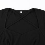 Square Neck Mesh Patchwork See-through Dress
