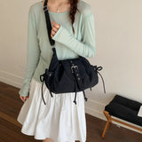 Women's Small pu Leather Buckle Drawstring Shoulder Bag Casual Aesthetic Daily Dating Crossbody Bag Fashion Handbags
