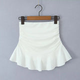 Slanted Collar Off Shoulders Top And Short Skirt Sets 2025 New White Vacation Women Outfits Cotton Blend Slim Sexy Summer Suit