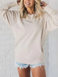 Pbong  Sweatshirt Ladies Clothes Round Neck Autumn Winter New Pullover Women's Pocket Rib Decoration Long Sleeve New