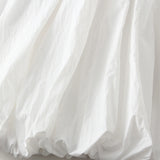 Pbong  Women's Elegant Elastic High Waist Solid Color A-Line Pleated Puffball Hem Casual Flowy Balloon Bud Midi Skirts