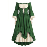 Medieval Halloween Cosplay Dress European Renaissance Gothic Court Puff Sleeve Dress Corset Waist Carnival Outfit Adult Female