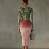 Pbong  Autumn New Velvet Splicing Stretch Slim Wrap Hip High Waist Fishtail Skirt Long Skirt Dress Women Two Sets