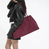 Pbong  Large Capacity Suede Fabric Simple Tote Bag for Women Shoulder Bags Designer Luxury Brand Handbags and Purses