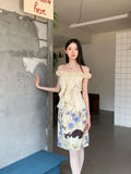 Cat And Floral Print Summer Skirt For Woman 2025 Knee Length Cute Skirt Designer Woman Bottoms Fashion Clothing