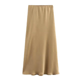 Autumn Winter Burgundy Satin Skirt Women Party Silk Skirt High Waist Straight Long Faldas Mujer Christmas Skirt