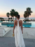 Women Sexy Backless Deep V-neck Halter Dress Fashion 3d Flower Patchwork Loose Robes New Female Vocation Party Dresses