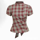 Women's Sweet Polka Dot Crop T Shirt Round Neck Short Sleeve Slim Fit Women Clothing Female T-shirts And Polos Woman Clothes
