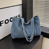 Pbong  Korean Shoulder Shopper Bag for Women Denim Luxury Woman Tote Bags Big Fashion Brand Designer Student Female Handbags Kpop