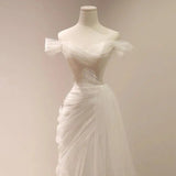 Elegant One-Shoulder Wedding Dress Summer New Arrival Fairy Tale Forest Style Fish Tail Gown for Bride Departure