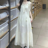 Women's Light Blue Sleeveless Strap Maxi Dress Ruffle Decor Pleated Loose Fit Elegant Casual Daily Party Dress