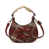 Pbong  Mini Fashion Shoulder Bag Urban Simple Style Faux Fur Underarm Butterfly Knot Handbag Stylish All-Match Small Dumpling Shape