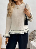 2025 New Women's Lace Round Neck Long Sleeve Autumn/Winter Knitted Sweater