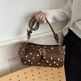 Pbong  Women Dot PU Underarm Pouch Korean Armpit Bag Multi-Pocket Cute Shoulder Bag Shopping Travel Lightweight Crossbody Bags
