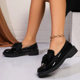 Pbong  New Women's Loafers Bow Decor Pointed Toe Low Heel Shoes for Women Leather Shallow Mouth Commuter Daily Casual Shoes