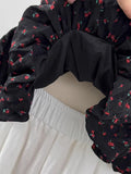 Pbong  Patchwork Flare Sleeve Woman T Shirts Turtleneck Tunic Bodycon Tees Chic Korean Y2k Tops Casual All Match Tshirt