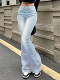 2025 Woman Vintage High Waist Flare Jeans Female Stretchy Bootcut Tight Denim Pants Women Bell Bottoms Casual Slim Fit Trousers