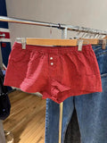 Red Plaid Buttons Tank Shorts Set Woman Back Lace-up Lace Trim Slim Camis+Elastic Waist Sweatshorts Sweet Cotton 2 Piece Sets