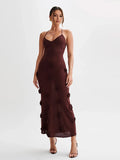 Elegant 3d Flower Sling Maxi Dress Women Deep V-neck Sleeveless Beach Dresses Summer New White Lady Chic High Street Robes