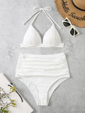 Triangle Bikinis Women Push Up Swimsuit Solid Sexy High Waist Swimwear Female Swimming Bathing Suit Summer Beachwear