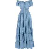 Renaissance Medieval Dress Women Irish Off Shoulder Short Sleeves Elastic Waist Elegant Sexy Long Dress Party  Adult Clothing